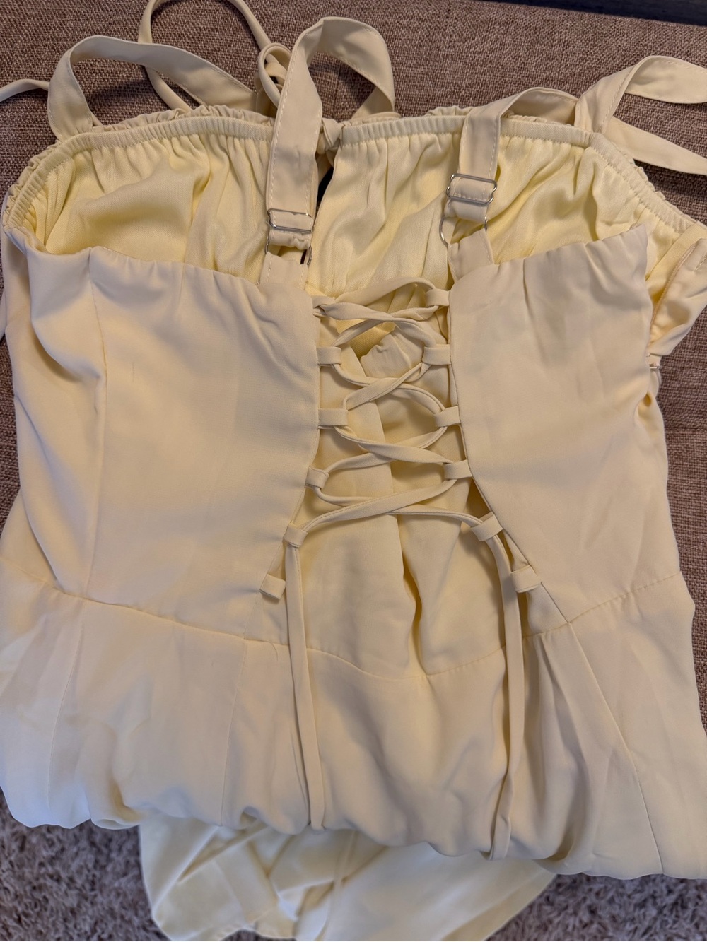 Light Yellow Spaghetti-Strap Midi Dress - Picture 3 of 4